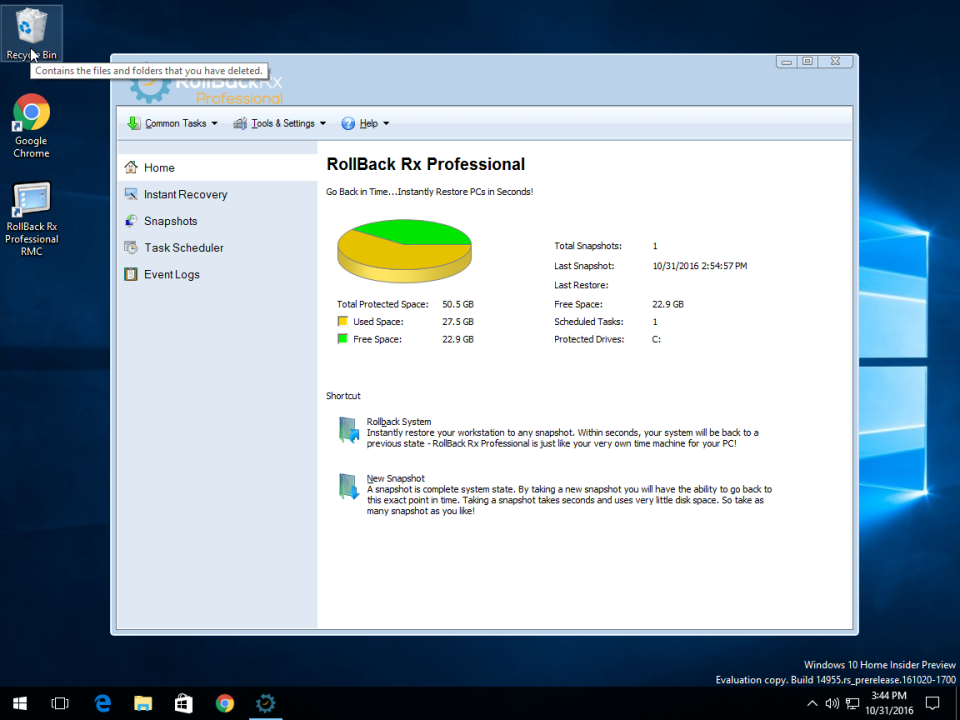 screenshot of RollBack Rx Professional